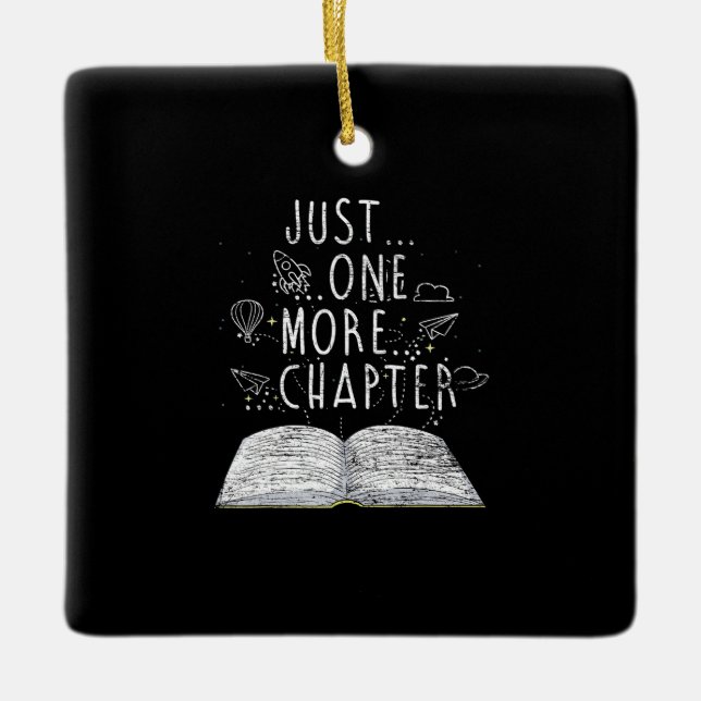 bookworm just one more chapter reading books ceramic ornament (Front)