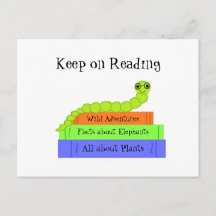 Bookworm - Keep on Reading Postcard