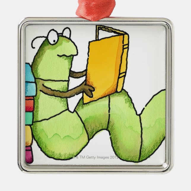 Bookworm Metal Tree Decoration (Front)