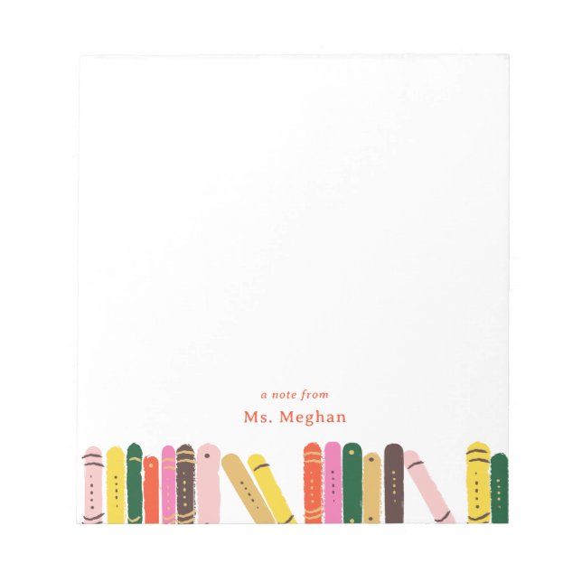 Bookworm Note From Teacher Custom Notepad (Front)
