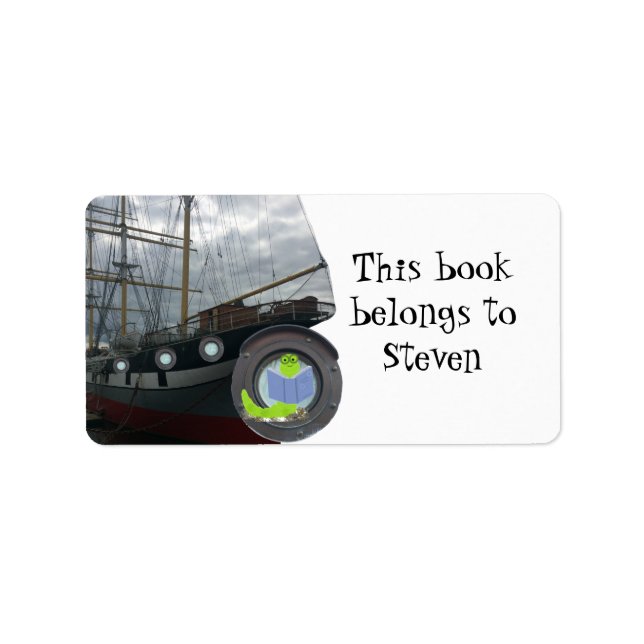 Bookworm on a Ship Label (Front)