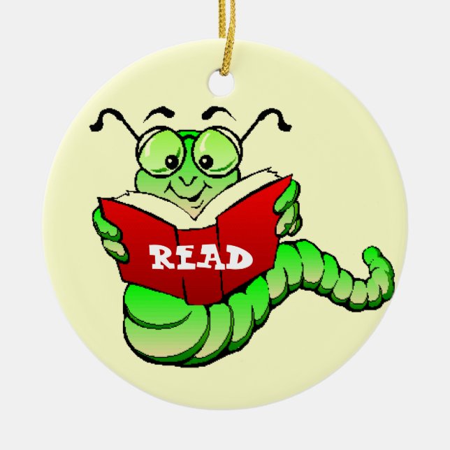 Bookworm Ornament (Front)