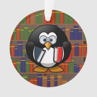 Bookworm Penguin In a Library Ornament