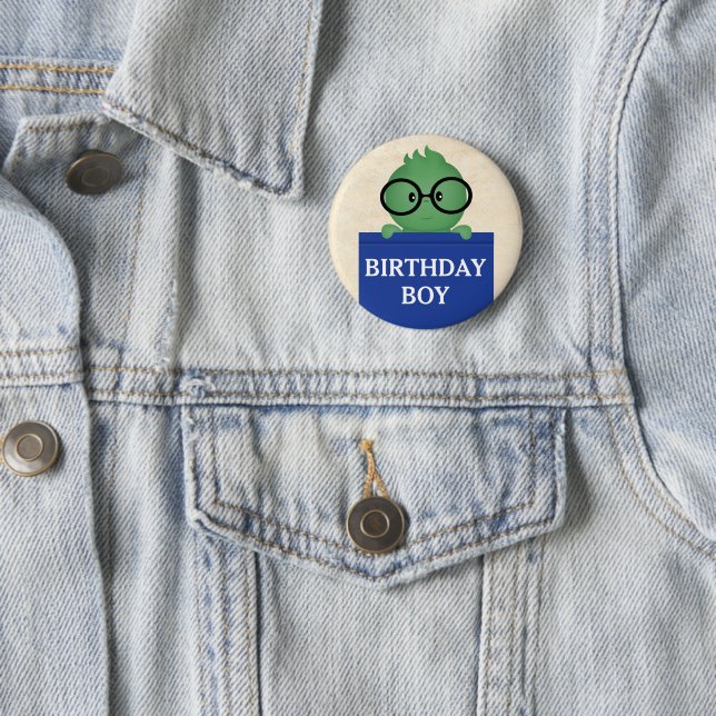 Bookworm Personalized Birthday Boy 6 Cm Round Badge (In Situ)