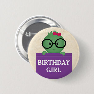 Bookworm Personalized Birthday Girl 6 Cm Round Badge