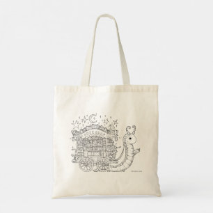 Bookworm printed Tote bag, fantasy ink design