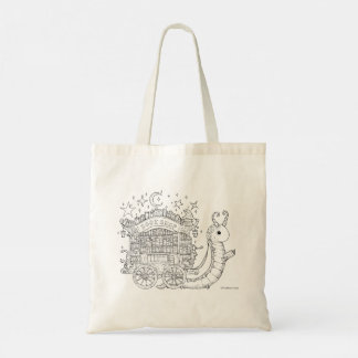 Bookworm printed Tote bag, fantasy ink design Bag
