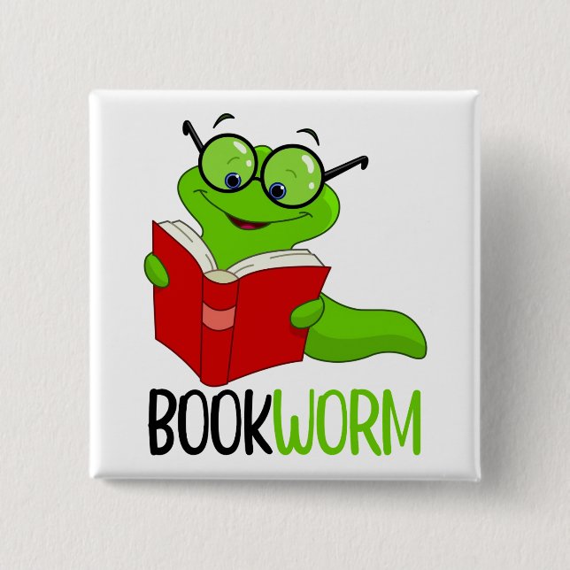 Bookworm Reading  15 Cm Square Badge (Front)