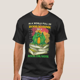 Bookworm Reading Book Librarian  Book Dragon T-Shirt