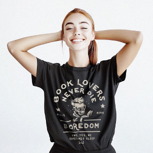 Bookworm Reading Books Funny Retro Dark Humour T-Shirt