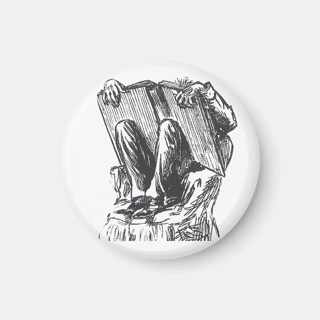 Bookworm reading magnet (Front)