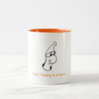 Bookworm - Shhhh! Reading in progress Two-Tone Coffee Mug