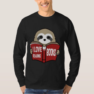 Bookworm Sloth Reading Book Nerd T-Shirt
