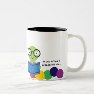 Bookworm & Tea Two-Tone Coffee Mug