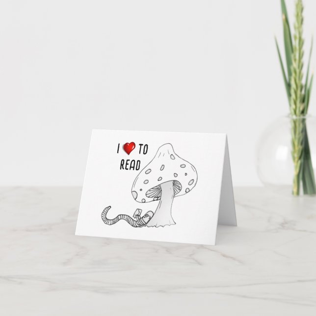 Bookworm Under a Mushroom Card (Front)