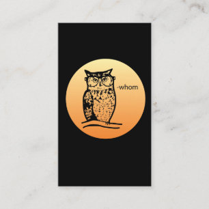Bookworm Who Whom Grammar Owl Business Card