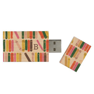 Bookworm Wood USB Flash Drive