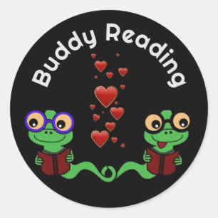 Bookworms Buddy Reading Classic Round Sticker