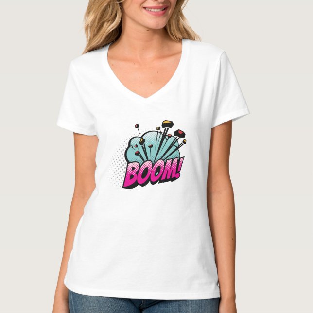 Boom Art Design women,s Basic V-neck T-Shirt (Front)
