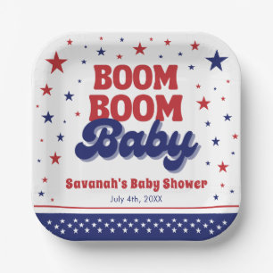 Boom Boom Baby 4th July Patriotic Baby Shower  Paper Plate