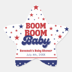 Boom Boom Baby 4th July Patriotic Baby Shower  Star Sticker