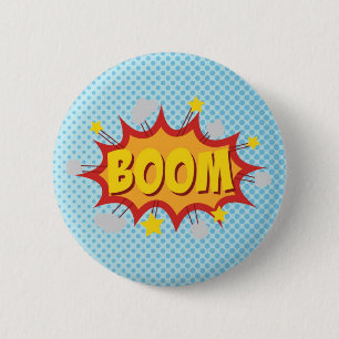 BOOM comic book sound effect 6 Cm Round Badge