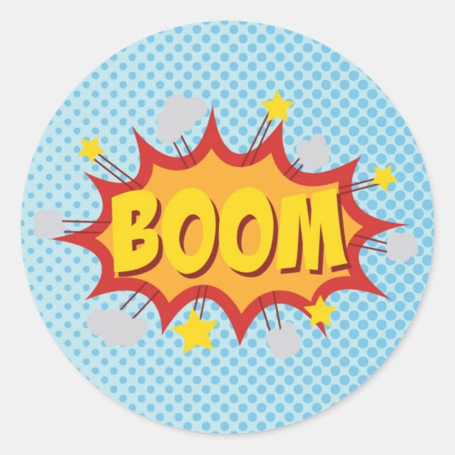 BOOM comic book sound effect Classic Round Sticker (Front)