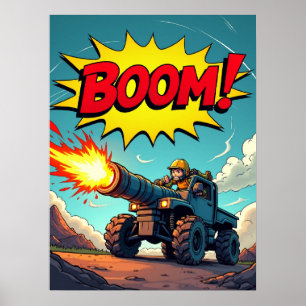 BOOM! Comic Truck Cannon Pop Art Explosion Poster