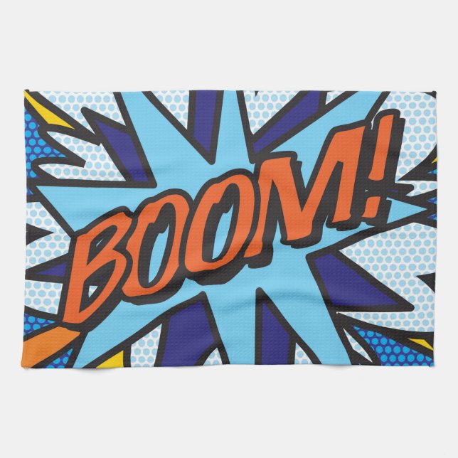 BOOM Fun Retro Comic Book Pop Art Tea Towel (Horizontal)