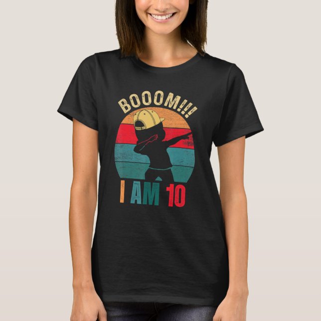 Boom I Am 10 Years Old Dabbing Boys Kids 10th Birt T-Shirt (Front)