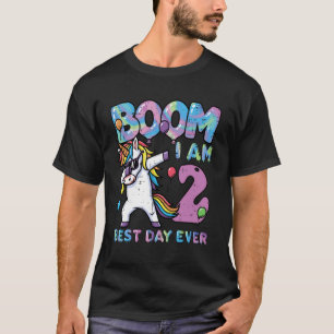 Boom I Am 2 Unicorn Dab 2nd Birthday Girls Toddler T-Shirt