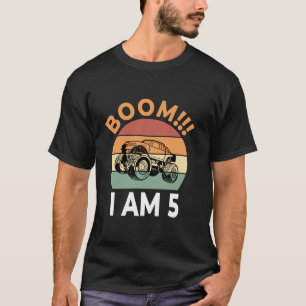 Boom I Am 5 Birthday Boy Celebration Monster Truck T-Shirt