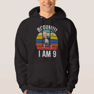 Boom I Am 9 Boy 9 Years Being Awesome 9th Birthda Hoodie