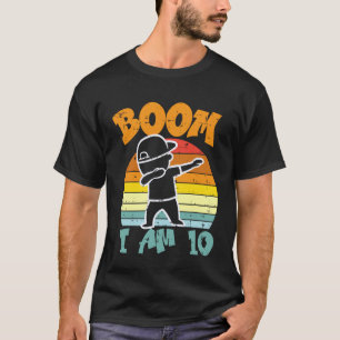 Boom Im 10 Boy Dab Retro 10th Birthday Bday Party T-Shirt