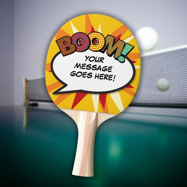 BOOM Personalised Speech Bubble Funny Cool Ping Pong Paddle (Creator Uploaded)