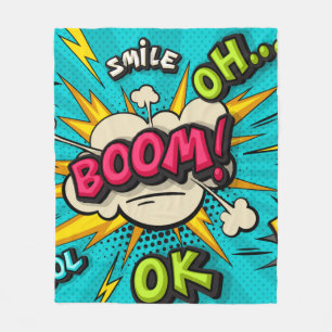 Boom pop art cloud bubble. Smile, wow, pow, cool,  Fleece Blanket