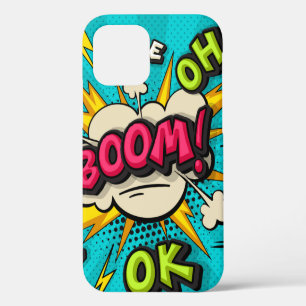 Boom pop art cloud bubble. Smile, wow, pow, cool, iPhone 12 Case
