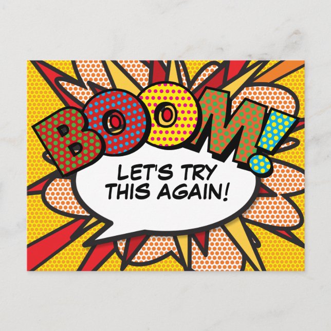 BOOM Postponed Change of Date Comic Book Pop Art Announcement Postcard (Front)