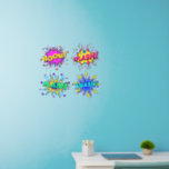 Boom Splash Slam Smash, Purple Yellow Pop Art  24" Wall Decal<br><div class="desc">Four Great Pop Art Wall Decals - - Change the size of these decals by changing the size of the Decal Sheet - 4 sizes - from 12" x 12" to 36" x 36" - - These ones are printed on a transparent background, but you can change to a semi-transparent...</div>