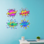 Boom Splash Slam Smash, Purple Yellow Pop Art  36" Wall Decal<br><div class="desc">Four Great Pop Art Wall Decals - - Change the size of these decals by changing the size of the Decal Sheet - 4 sizes - from 12" x 12" to 36" x 36" - - These ones are printed on a transparent background, but you can change to a semi-transparent...</div>