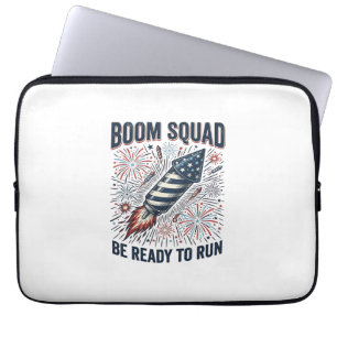 Boom Squad Patriotic Fireworks Vintage Shirt Desig Laptop Sleeve
