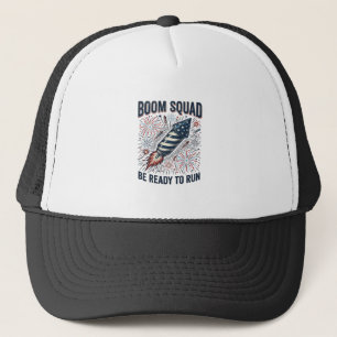 Boom Squad Patriotic Fireworks Vintage Shirt Desig Trucker Hat