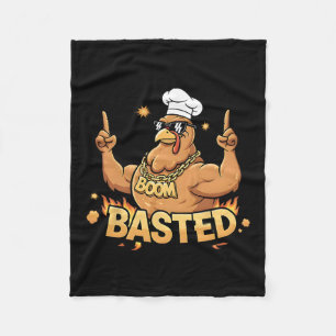 Boom Sted Funny Turkey Bbq Grilling Thanksgiving H Fleece Blanket