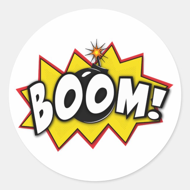 Boom Superhero Comic Action Words Classic Round Sticker (Front)