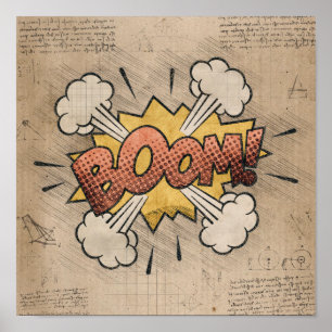 BOOM! Vintage Comic Book Steampunk Pop Art Poster