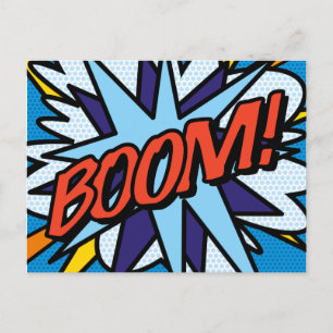 BOOM Your Message Speech Bubble Fun Retro Announcement Postcard