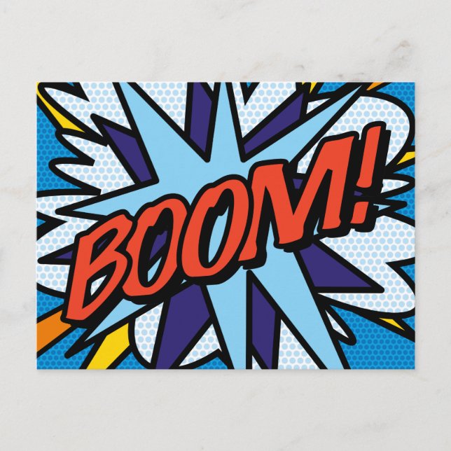 BOOM Your Message Speech Bubble Fun Retro Announcement Postcard (Front)