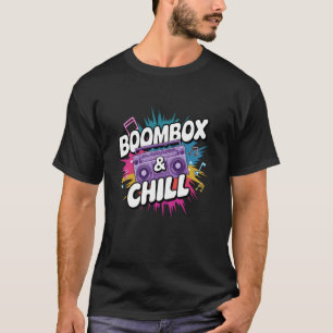 Boombox and Chill Retro Music Style Colour Pop Gra T-Shirt