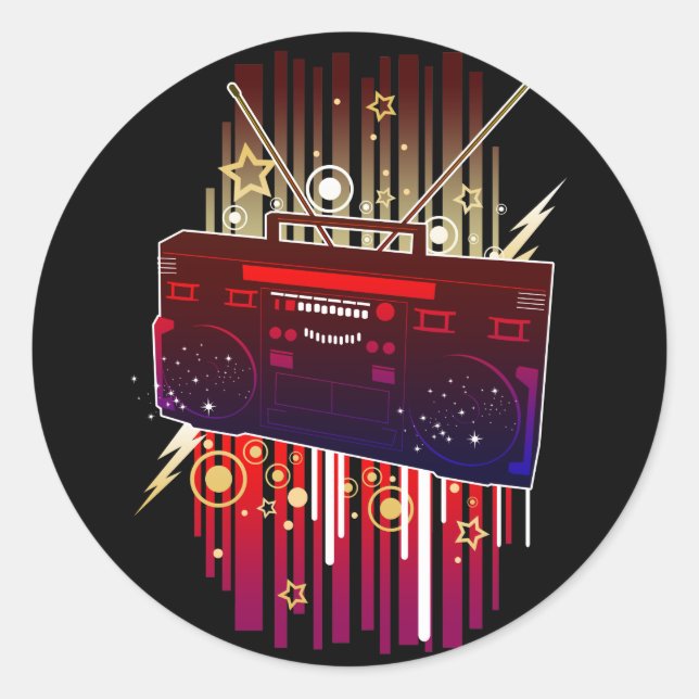 Boombox Blast  Classic Round Sticker (Front)