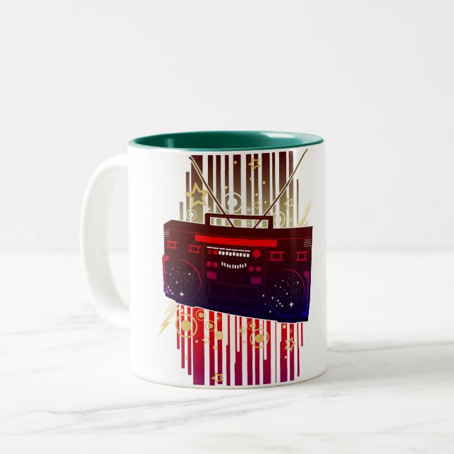 Boombox Blast Two-Tone Coffee Mug (Front Left)